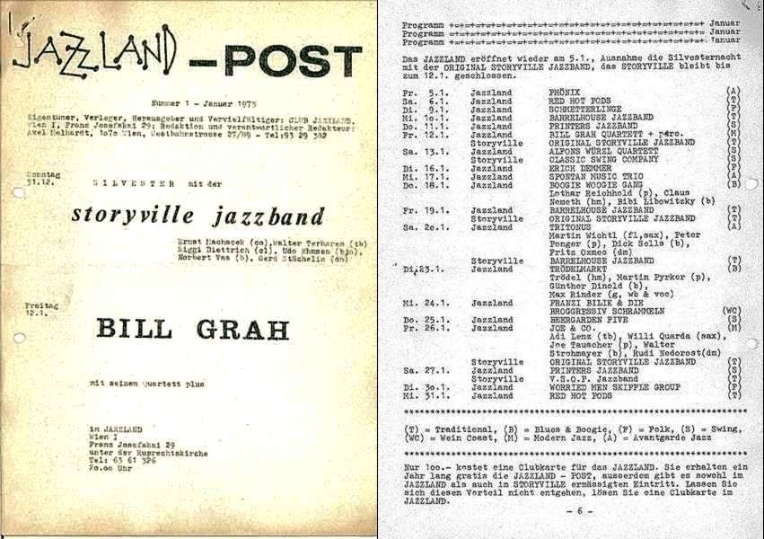 Jazzland Programm-Cover 01/1973