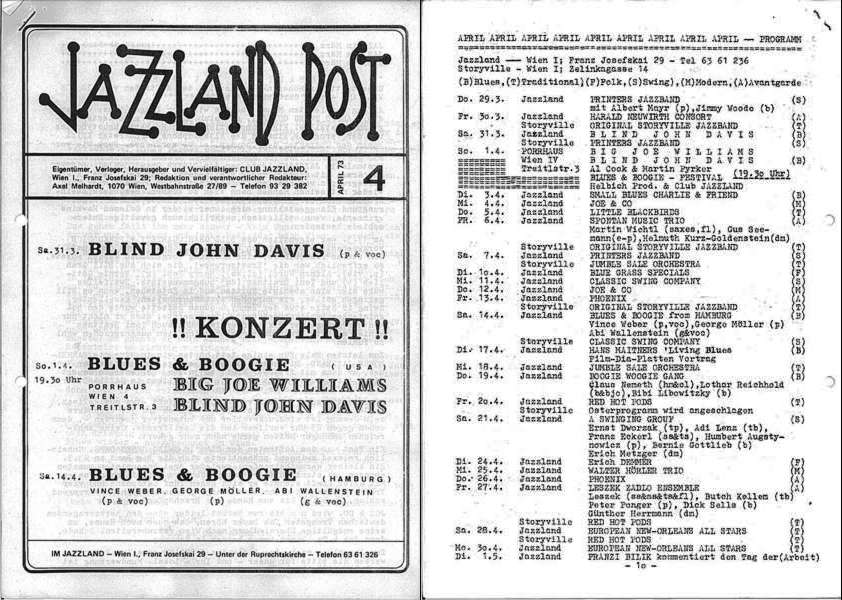 Jazzland Programm-Cover 04/1973
