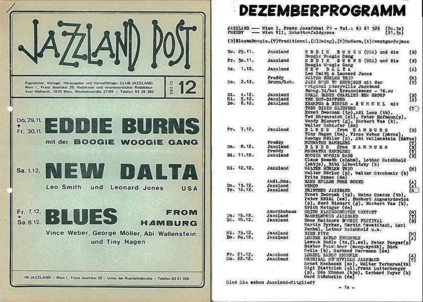 Jazzland Programm-Cover 12/1973