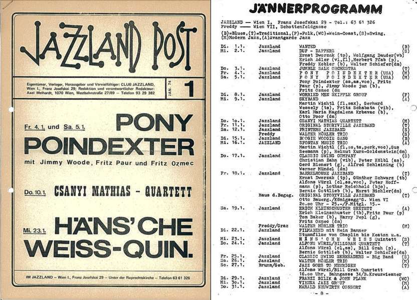 Jazzland Programm-Cover 01/1974
