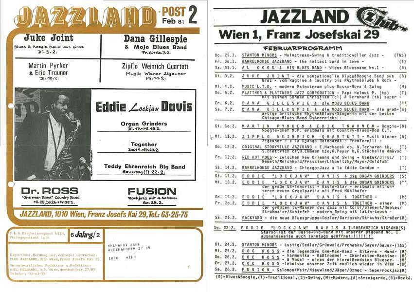 Jazzland Programm-Cover 02/1981