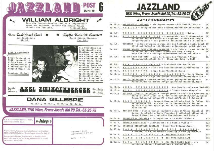 Jazzland Programm-Cover 06/1981
