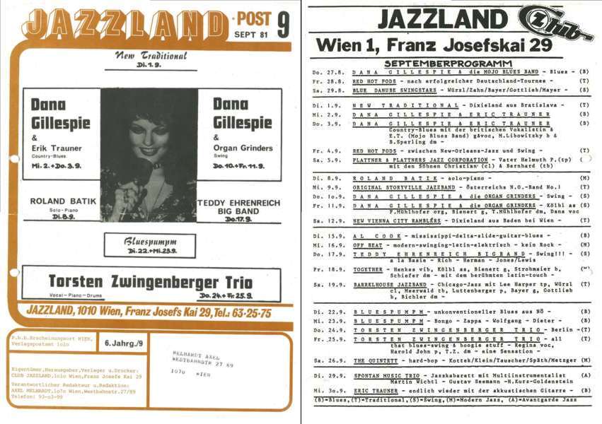 Jazzland Programm-Cover 09/1981