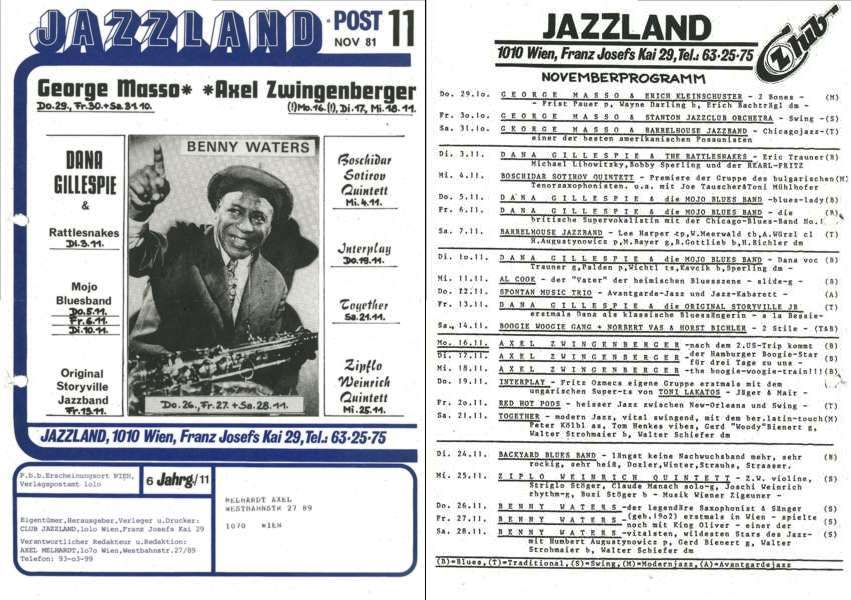 Jazzland Programm-Cover 11/1981