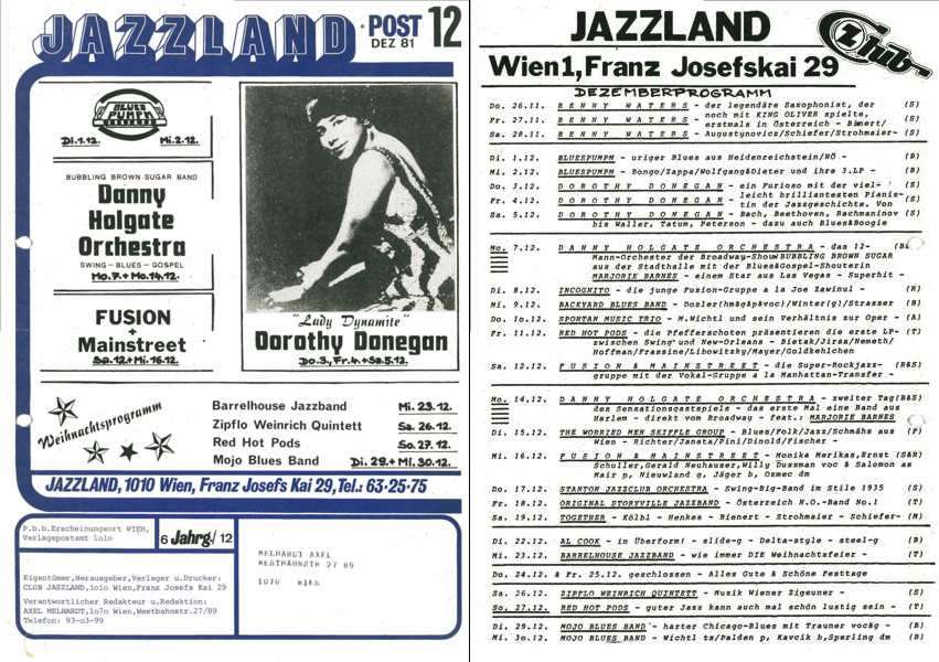 Jazzland Programm-Cover 12/1981