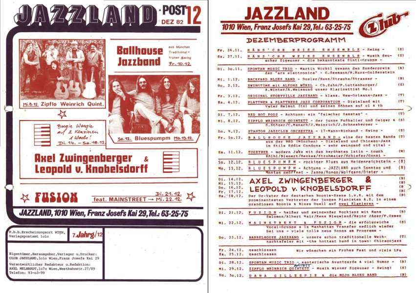 Jazzland Programm-Cover 12/1982