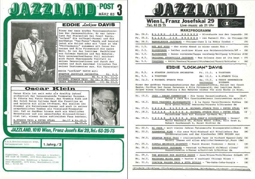Jazzland Programm-Cover 03/1983