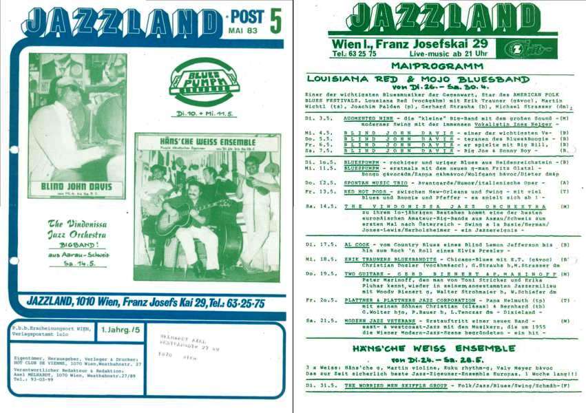 Jazzland Programm-Cover 05/1983