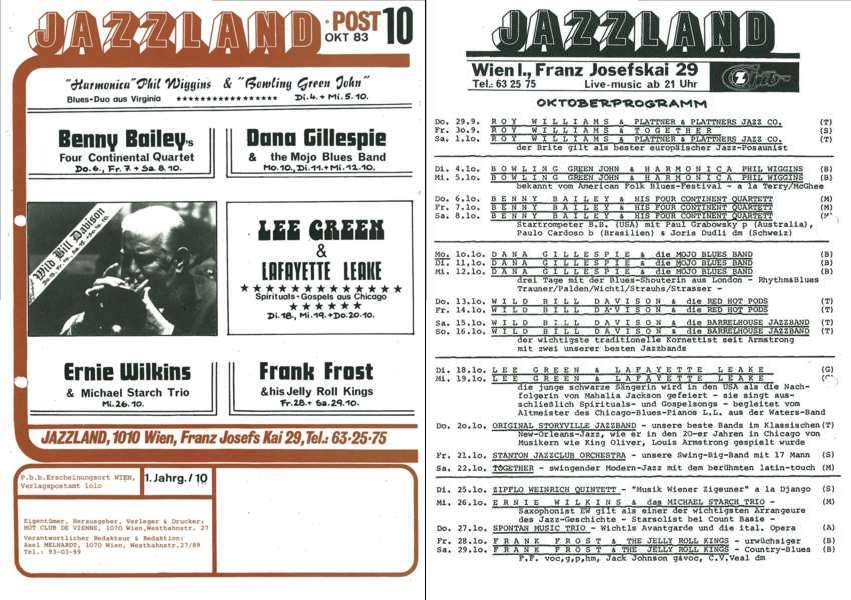 Jazzland Programm-Cover 10/1983