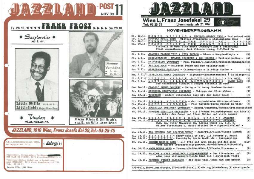 Jazzland Programm-Cover 11/1983