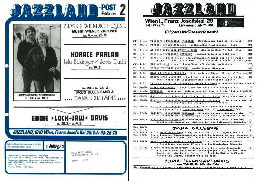 Jazzland Programm-Cover 02/1984