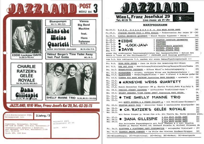 Jazzland Programm-Cover 03/1984