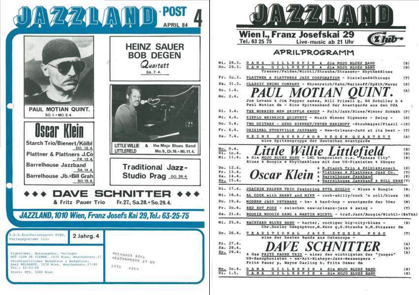 Jazzland Programm-Cover 04/1984
