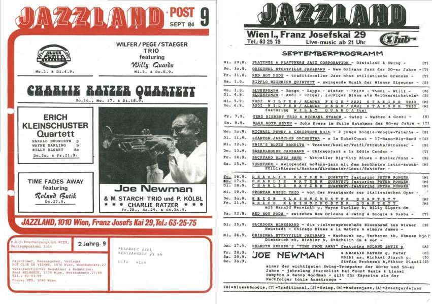 Jazzland Programm-Cover 09/1984