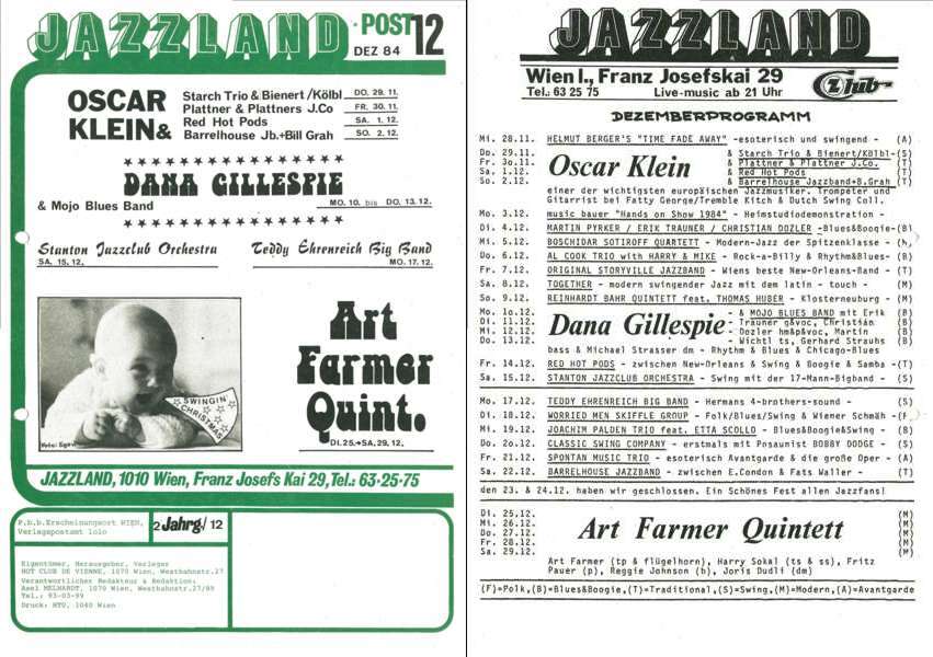 Jazzland Programm-Cover 12/1984