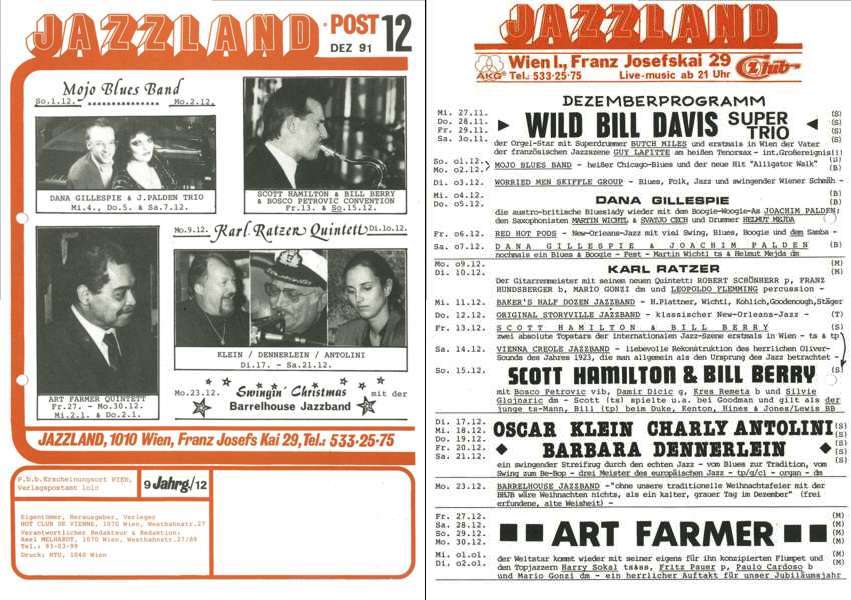 Jazzland Programm-Cover 12/1991