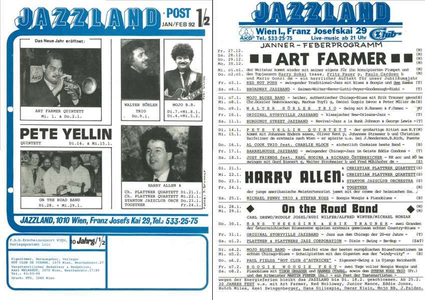 Jazzland Programm-Cover 01-02/1992