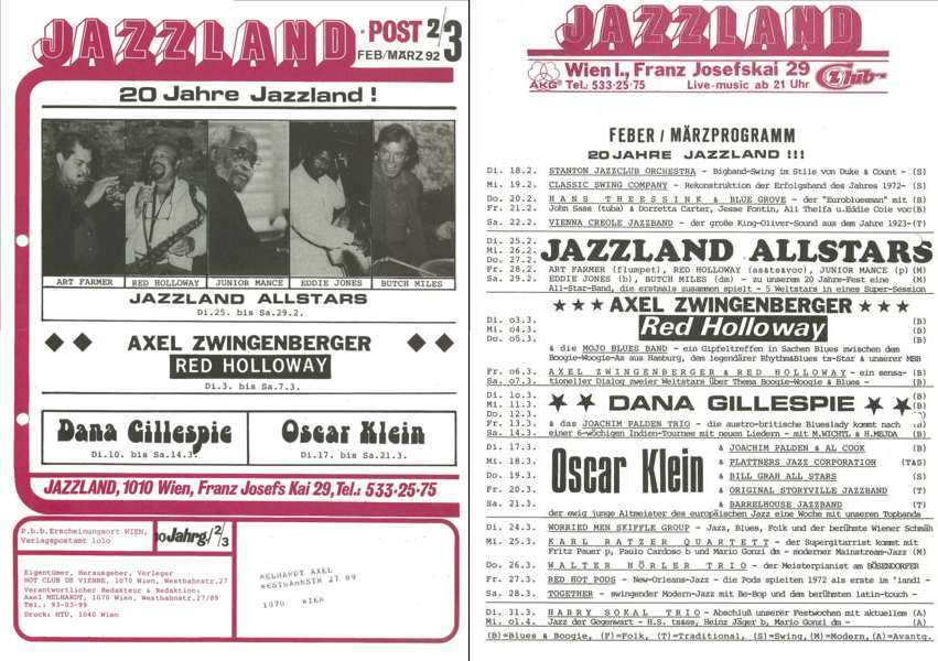 Jazzland Programm-Cover 02-03/1992