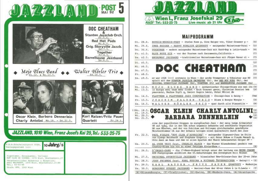 Jazzland Programm-Cover 05/1992