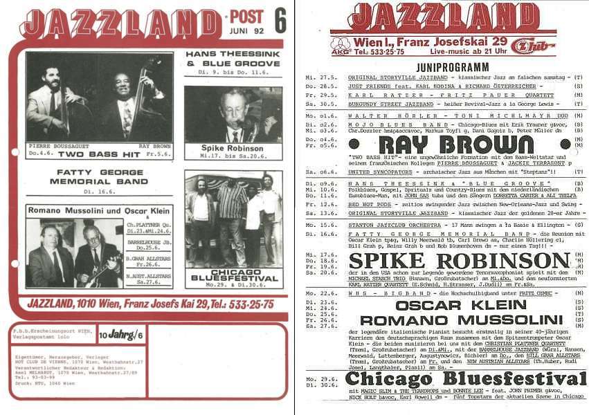 Jazzland Programm-Cover 06/1992