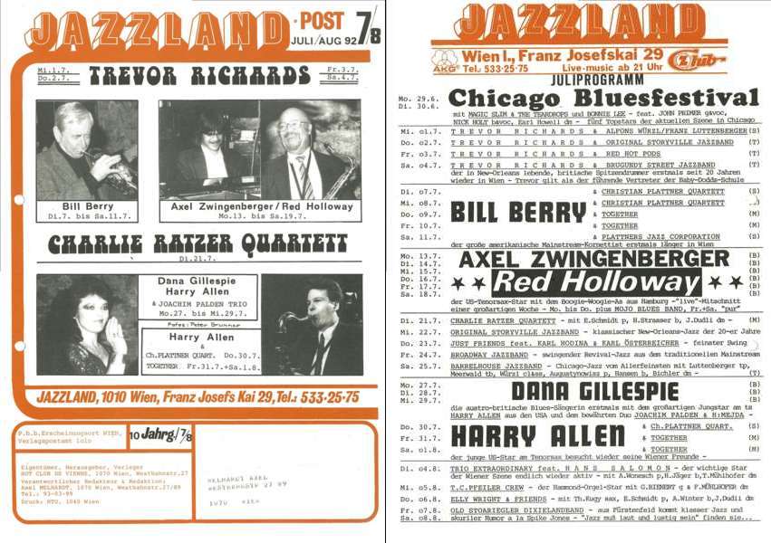 Jazzland Programm-Cover 07-08/1992