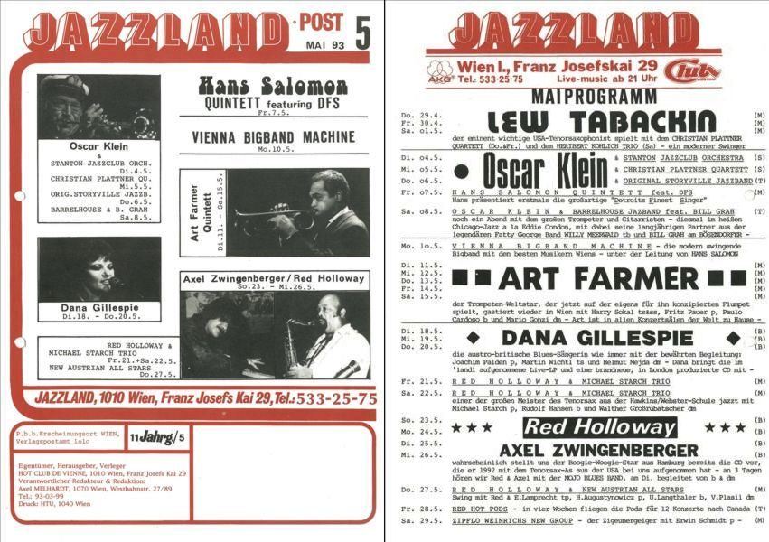 Jazzland Programm-Cover 05/1993