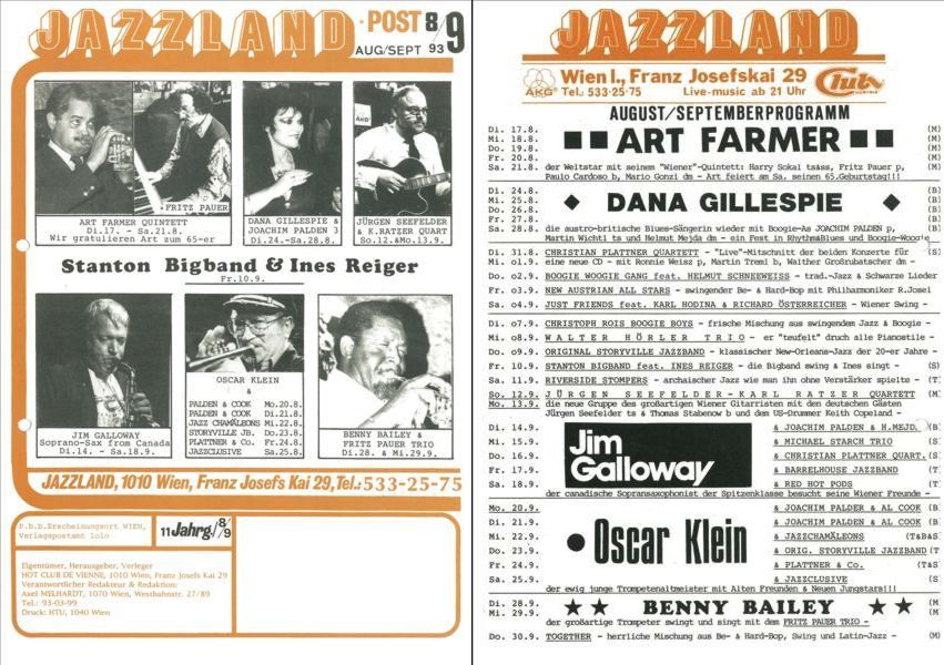 Jazzland Programm-Cover 08-09/1993