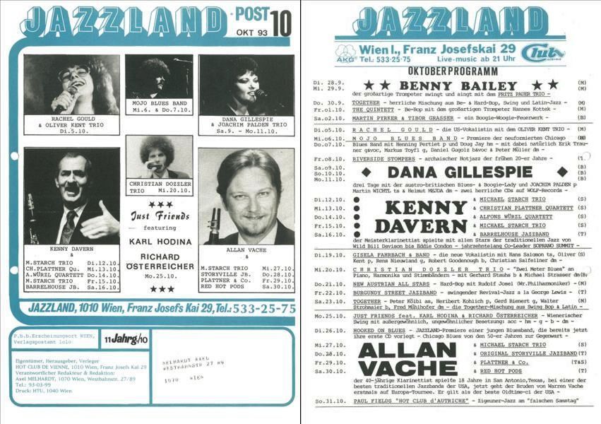Jazzland Programm-Cover 10/1993
