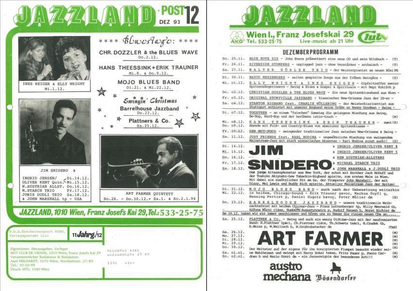 Jazzland Programm-Cover 12/1993