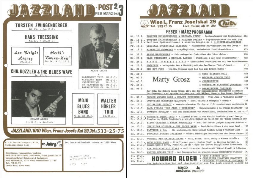 Jazzland Programm-Cover 02-03/1994