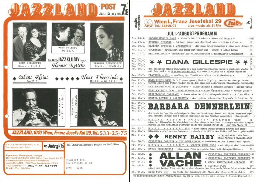 Jazzland Programm-Cover 07-08/1994