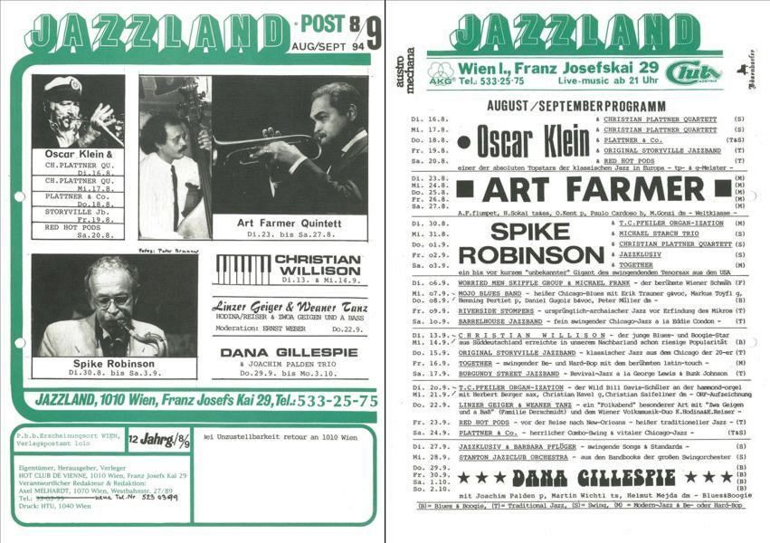 Jazzland Programm-Cover 08-09/1994