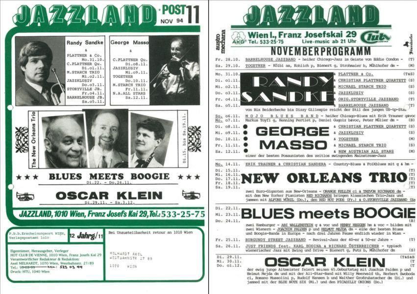 Jazzland Programm-Cover 11/1994