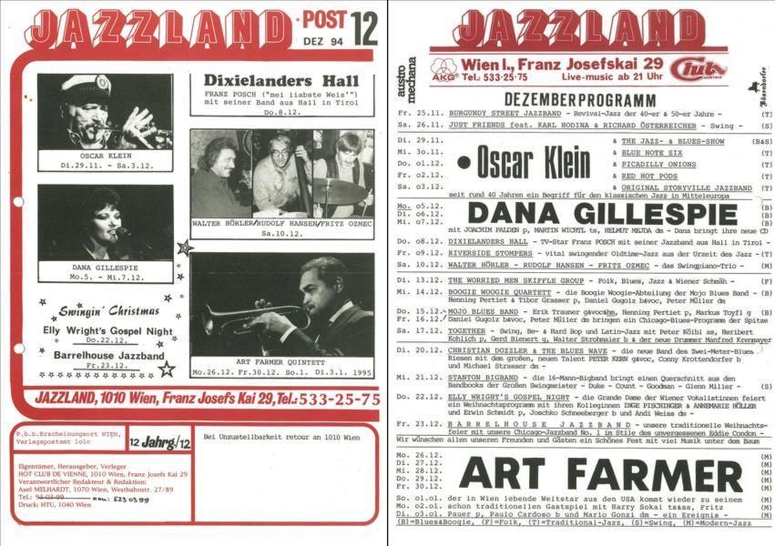 Jazzland Programm-Cover 12/1994