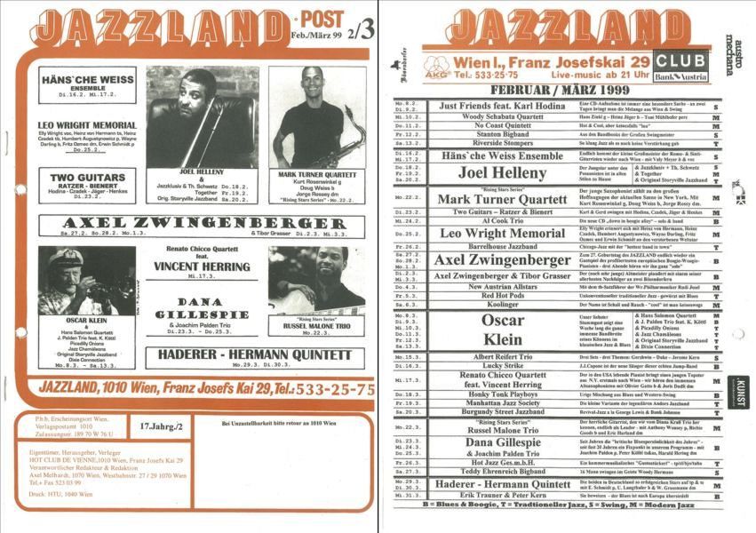 Jazzland Programm-Cover 02-03/1999