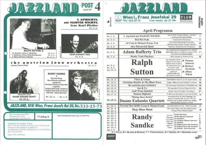 Jazzland Programm-Cover 04/1999