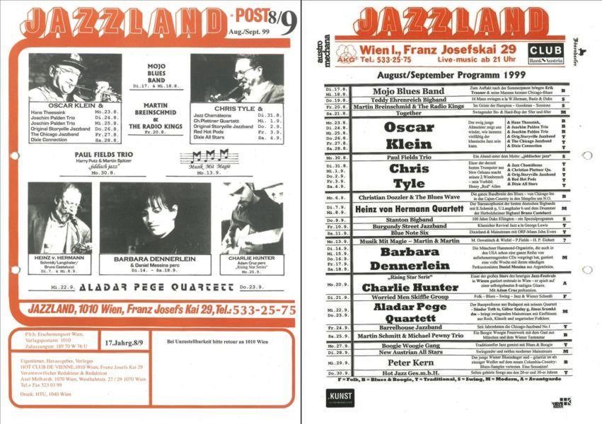 Jazzland Programm-Cover 08-09/1999