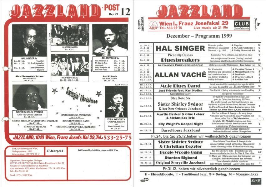 Jazzland Programm-Cover 12/1999
