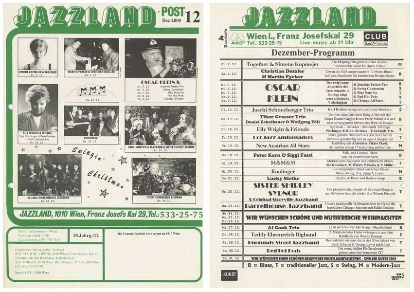 Jazzland Programm-Cover 12/2000