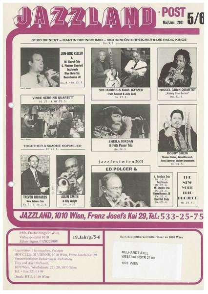 Jazzland Programm-Cover 05-06/2001