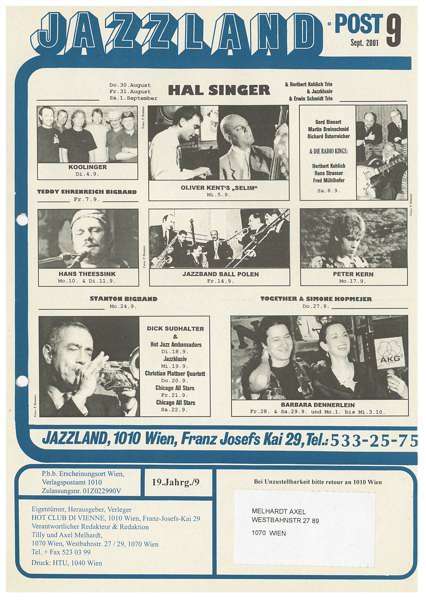 Jazzland Programm-Cover 09/2001