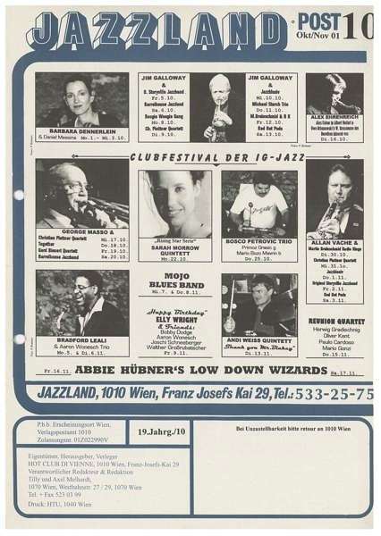 Jazzland Programm-Cover 10-11/2001