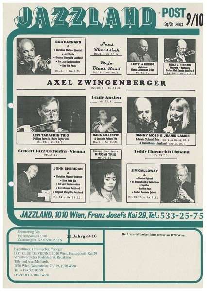 Jazzland Programm-Cover 09-10/2003