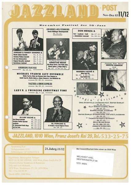 Jazzland Programm-Cover 11-12/2003