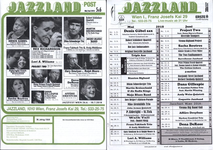 Jazzland Programm-Cover 05-06/2018