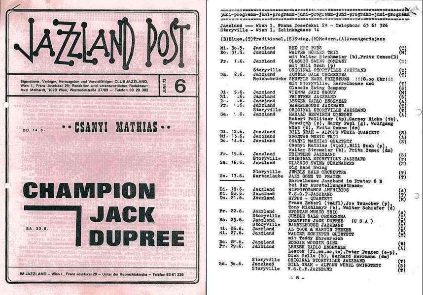 Jazzland Programm-Cover 06/1973