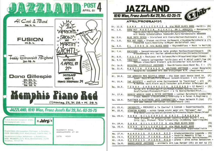 Jazzland Programm-Cover 04/1981