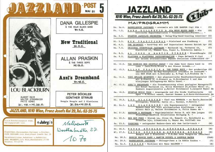 Jazzland Programm-Cover 05/1981