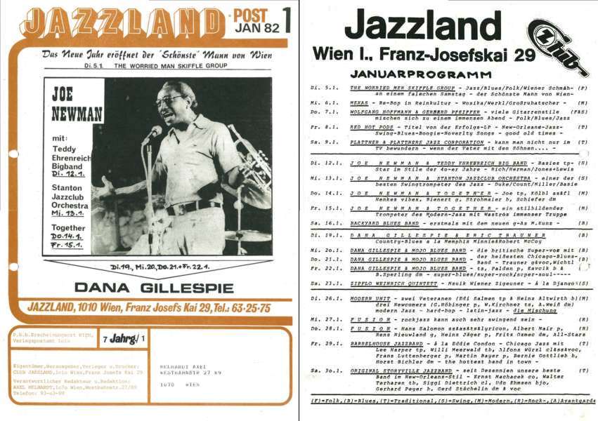 Jazzland Programm-Cover 01/1982