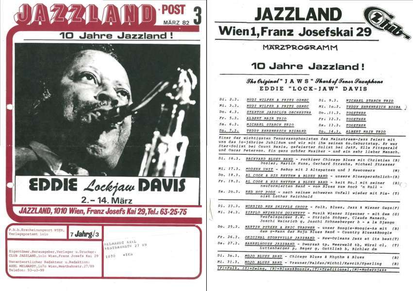 Jazzland Programm-Cover 03/1982